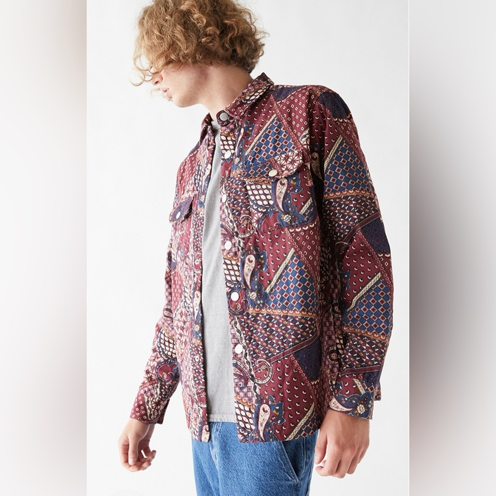 PacSun Quilted Shirt Jacket Men’s Multi Color Paisley Size Medium
